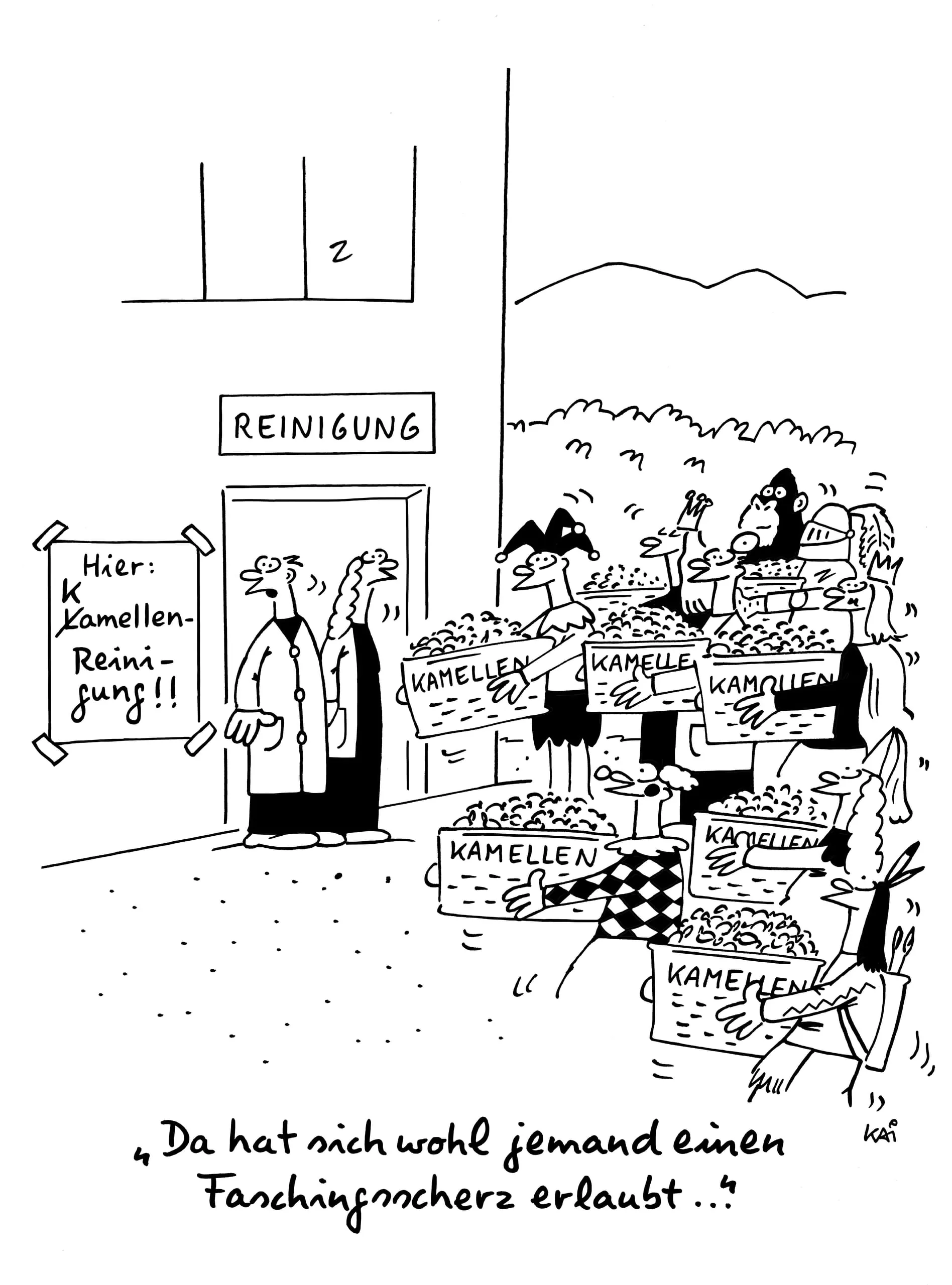 Faschingsscherz Cartoon Reinigung Felmy Lamellen Kamellen