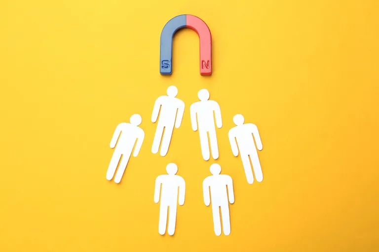 Magnet zieht wei&szlig;e Figuren an.