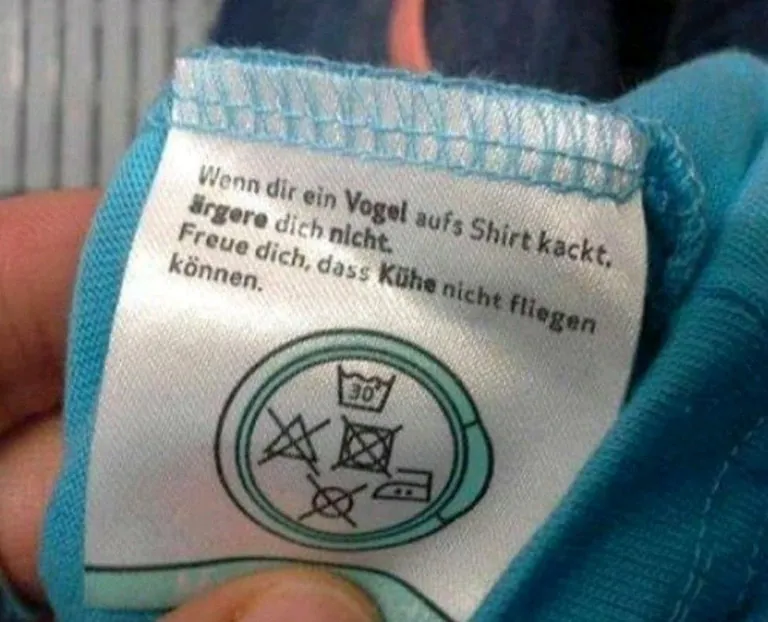 Lustige Waschanleitung.
