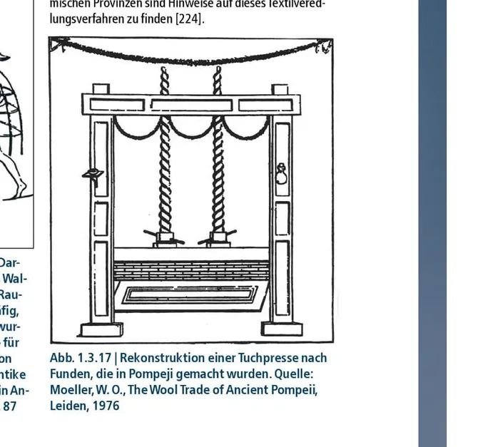 Geschichte_Buegeln_Rekonstruktion_Tuchpresse_Pompeji