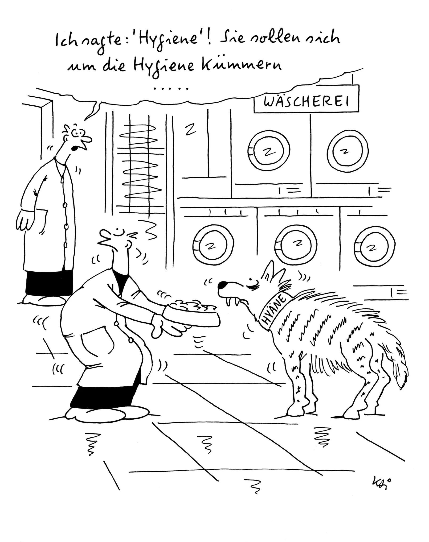 Hygiene Hyäne Verwechslung Wäscherei Cartoon