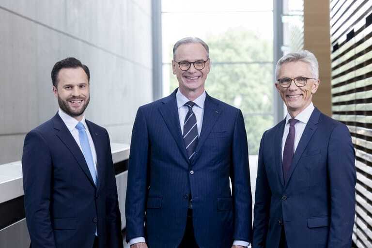 Die neue Gesch&auml;ftsf&uuml;hrung der Messe D&uuml;sseldorf besteht aus Marius Berlemann (v.l.), Wolfram N. Diener und Bernhard J. Stempfle. 