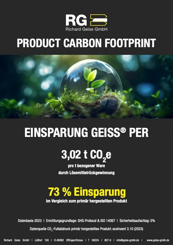 Die Richard Geiss GmbH stellt ihren Kunden für die bezogenen Rezyklate spezielle CO2-Urkunden aus.