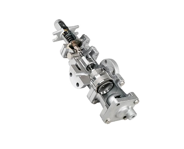 Schnittbild eines Druckminderventils. Im Bild die TLV-Serie "COSPECT".