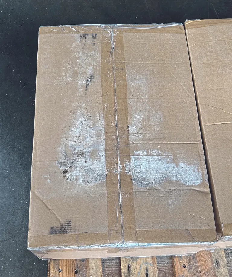 Karton mit deutlicher Schimmelbelastung. 