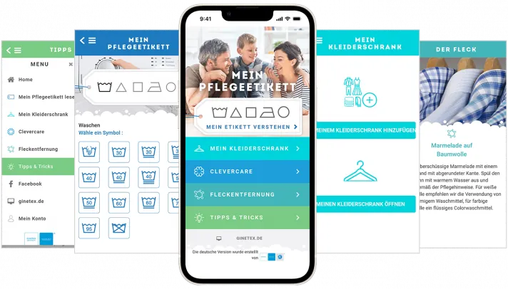 GINETEX App Textilpflege W&auml;sche Waschsymbole