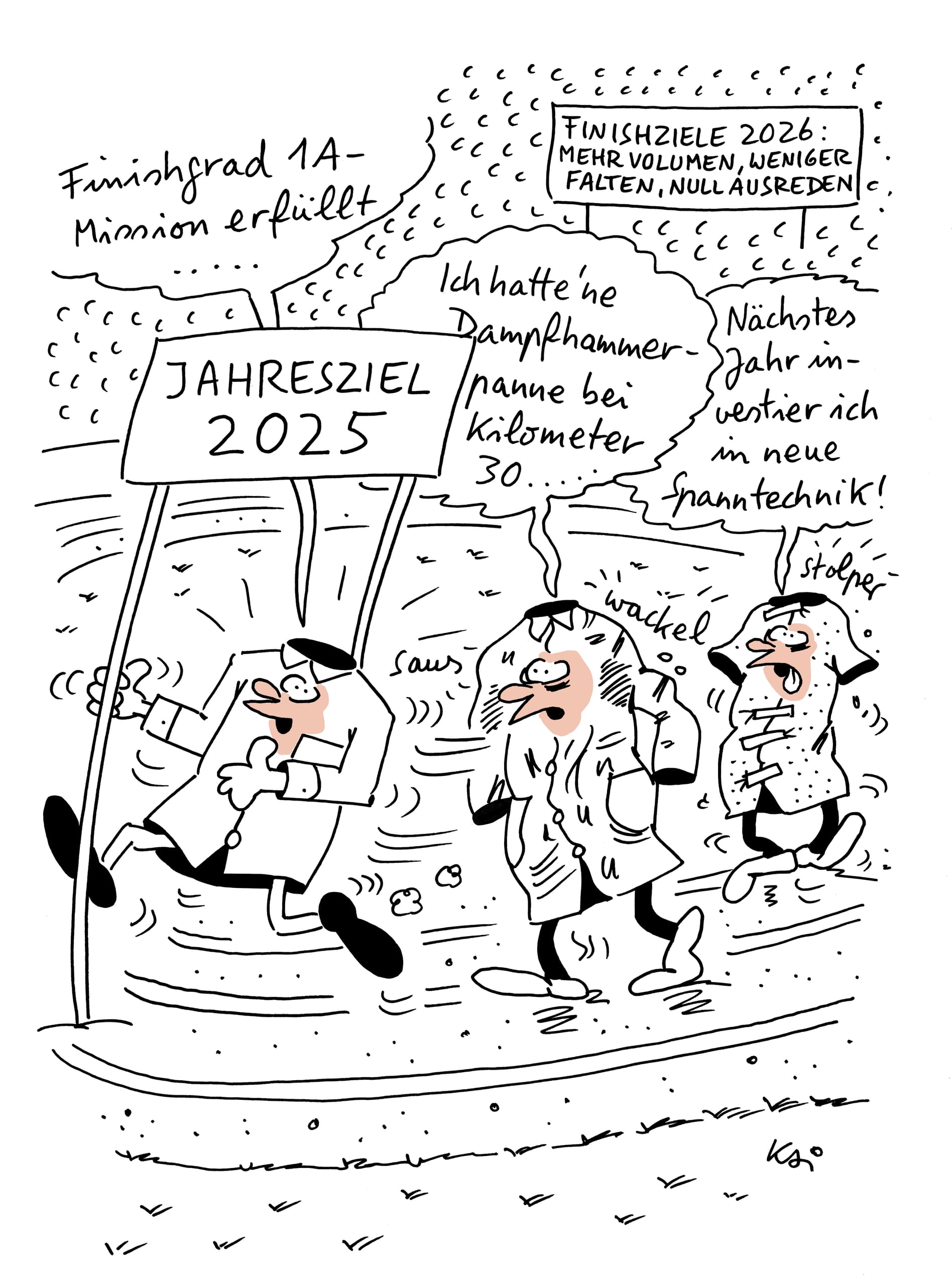 Cartoon 12-2025 Jahresziel 2026 Finish Textilreinigung Hemden