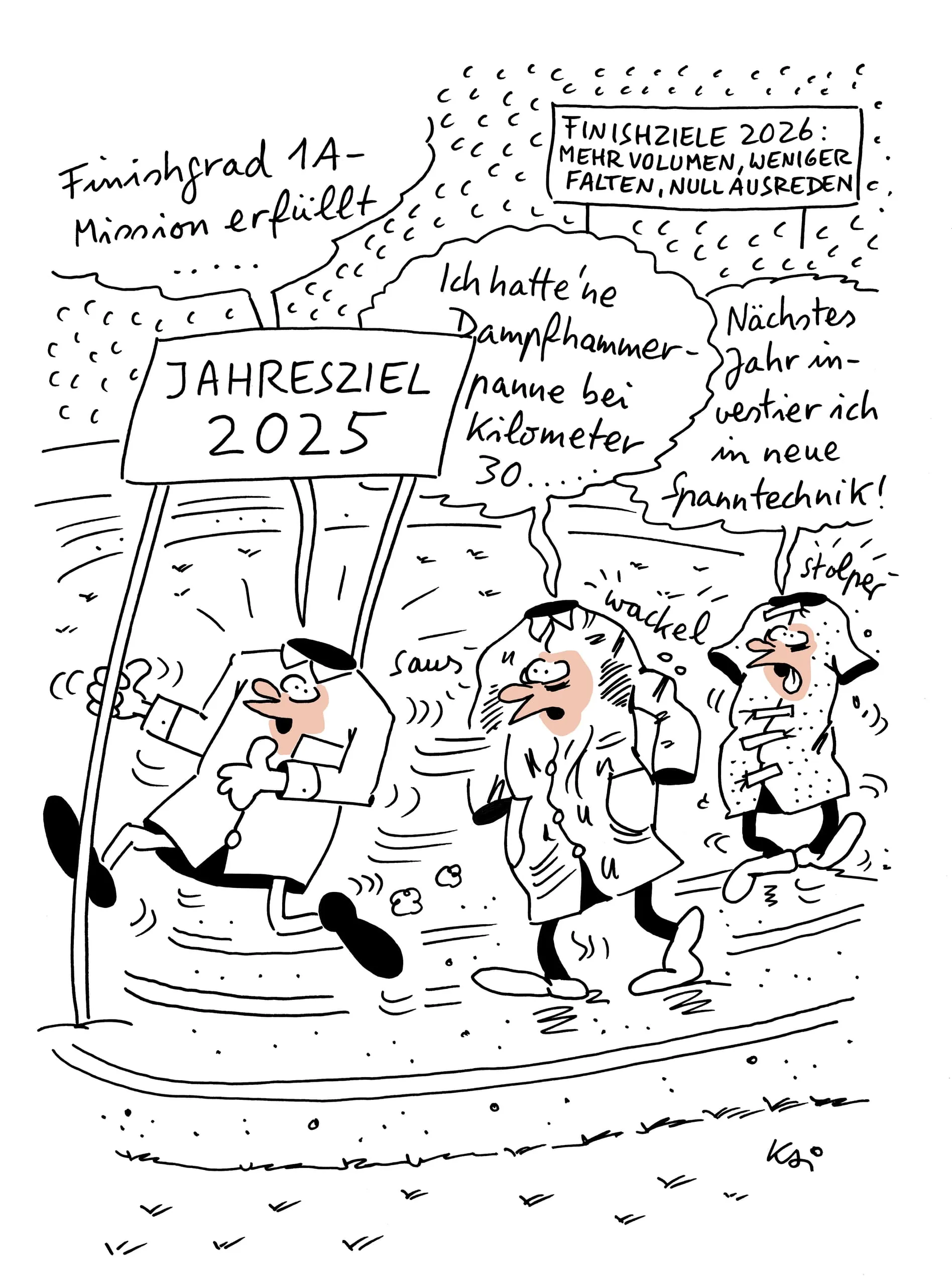 Cartoon 12-2025 Jahresziel 2026 Finish Textilreinigung Hemden