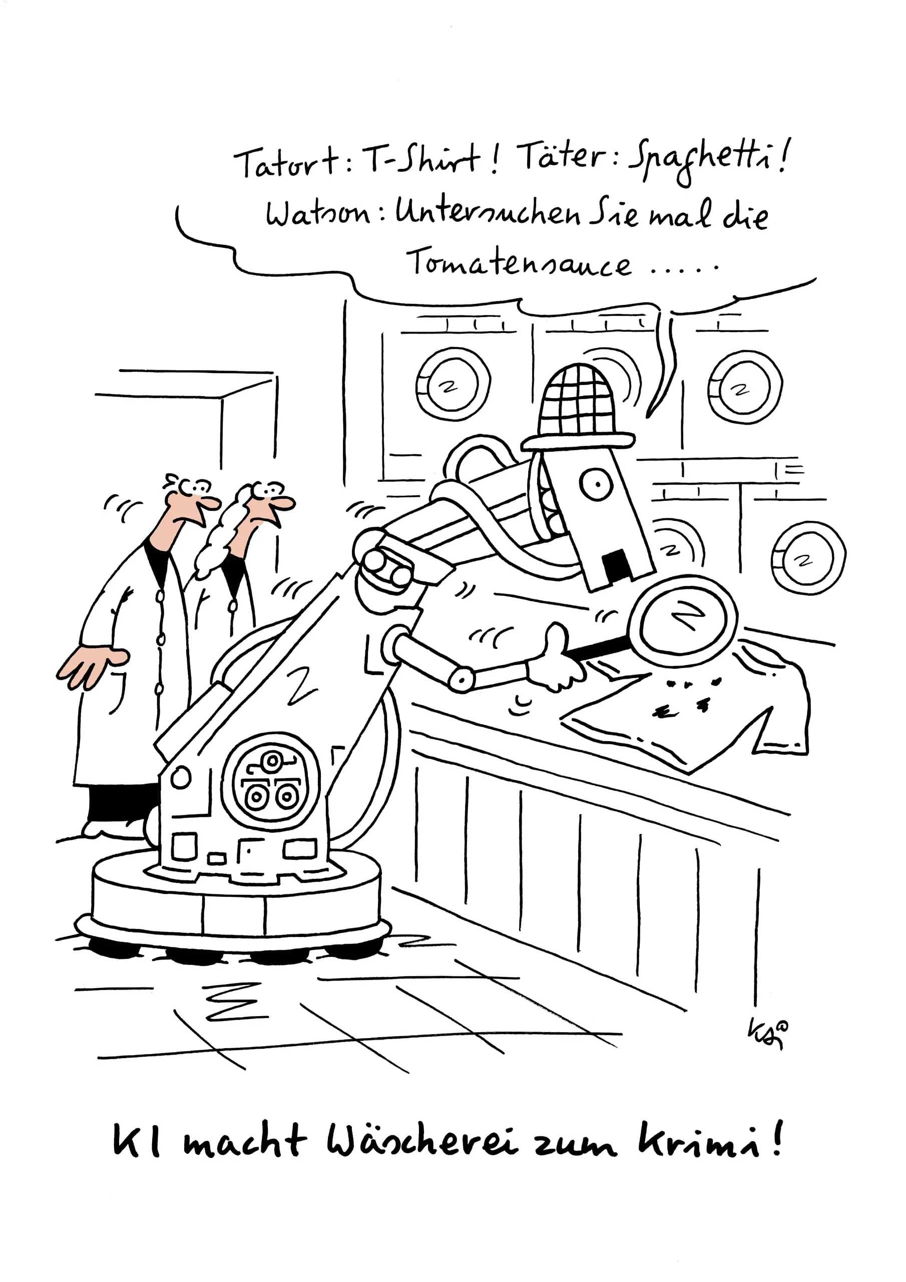 Sherlock KI in der Wäscherei Cartoon 3-26 Felmy