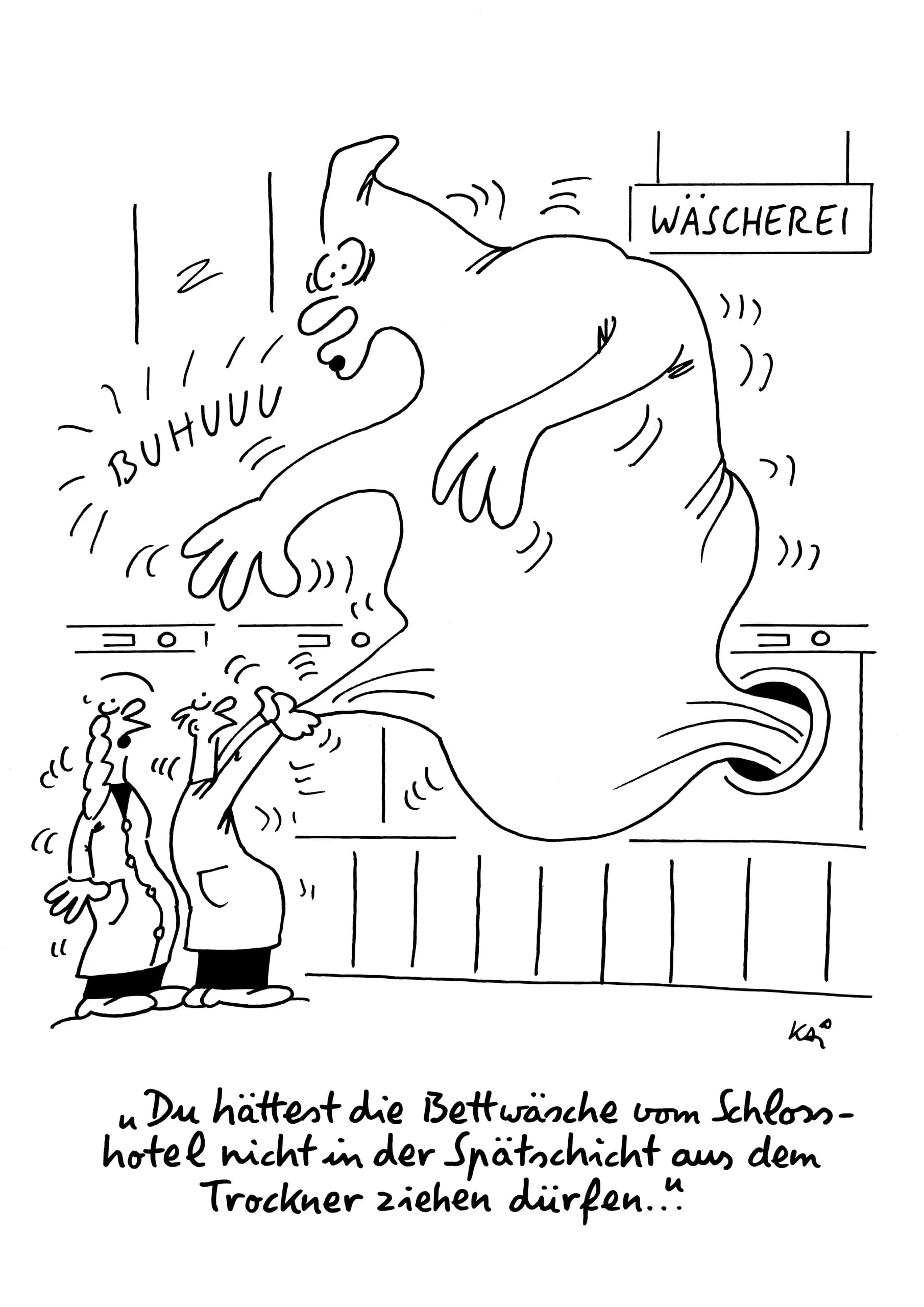 Bettwaesche Cartoon 5-26 Gespenst Wäscherei
