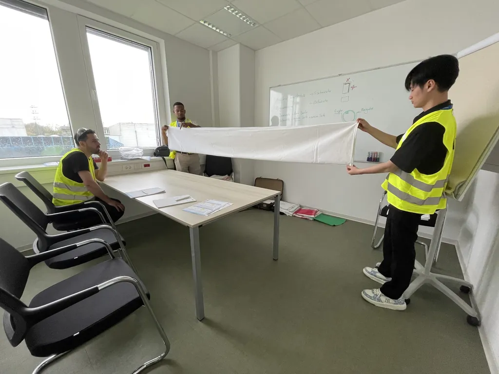Auszubildende analysierten textile Eigenschaften und praktische Arbeitsabläufe im Rahmen des Stationenlernens.
