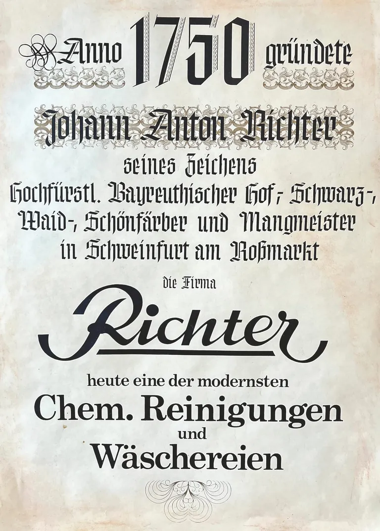 Die Wurzeln von DBL Richter reichen bis ins Jahr 1750 zurück. Das historische Plakat erinnert an die Anfänge des Unternehmens.